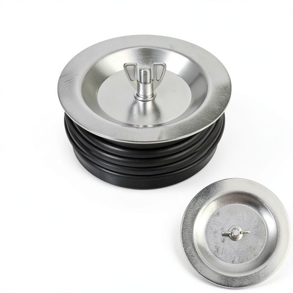 Dreyoo 1 Pcs 5 Inch End of Pipe Gripper Mechanical Plug, Steel Drain Pipe Cover with Galvanized Screw and Wing Nut for Outdoor Sewer Cleanout Drain-1